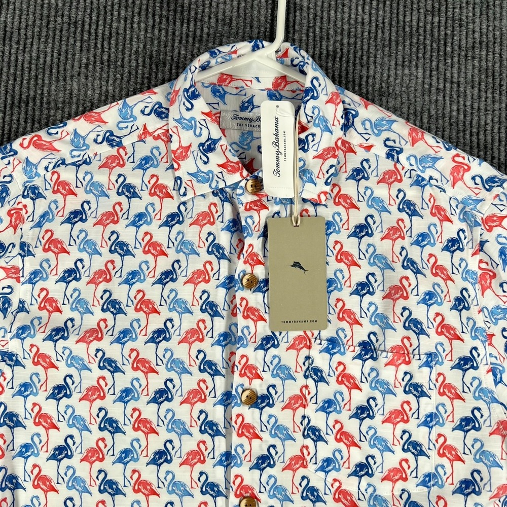 Tommy Bahama Veracruz Cay Shirt mens Small White Geometric Button Up New 2